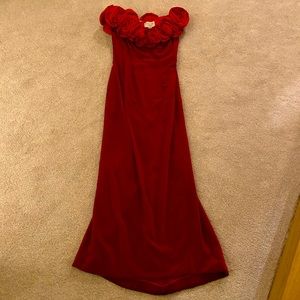 Victor Costa rose red velvet dress